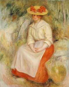 Gabrielle met een strohoed door Pierre Auguste Renoir