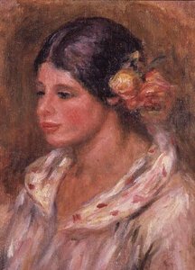 Meisje met Rozen in haar Haar door Pierre Auguste Renoir