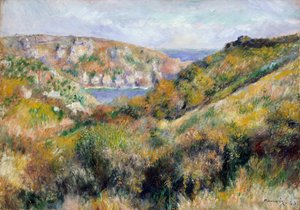 Heuvels rond de Baai van Moulin Huet, Guernsey door Pierre Auguste Renoir