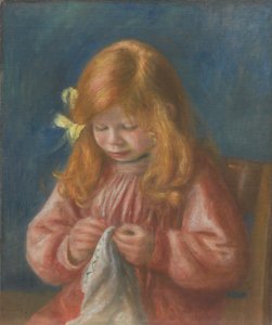 Jean Renoir aan het naaien door Pierre Auguste Renoir