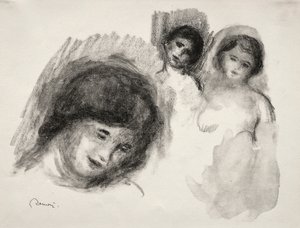 De Steen met drie schetsen door Pierre Auguste Renoir