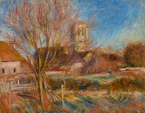De kerk van Essoyes, ca.1900 (olieverf op doek) door Pierre Auguste Renoir