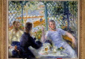 Lunch in het restaurant Fournaise of de roeierslunch door Pierre Auguste Renoir
