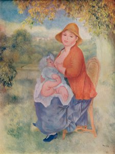 Madame Renoir voedt haar kind, ca. 1885 door Pierre Auguste Renoir
