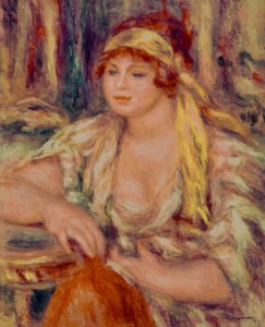 Mevrouw Renoir met gele tulband