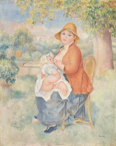 Moederschap of Vrouw die haar kind borstvoeding geeft (Madame Renoir en haar zoon) door Pierre Auguste Renoir