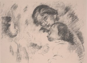 Moederschap: Gabrielle, Jean en een meisje door Pierre Auguste Renoir