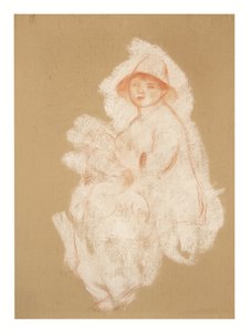 Moeder en kind (moederschap) (sanguine en wit krijt op papier op doek)