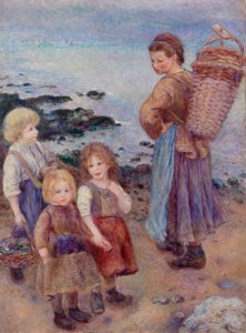 Mosselvissers in Berneval, Normandische kust door Pierre Auguste Renoir