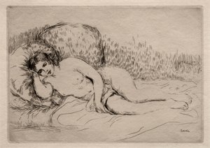 Liggende naakte vrouw door Pierre Auguste Renoir