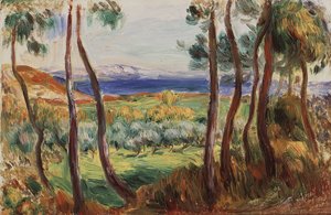 Pijnbomen in de omgeving van Cagnes, ca. 1910 door Pierre Auguste Renoir