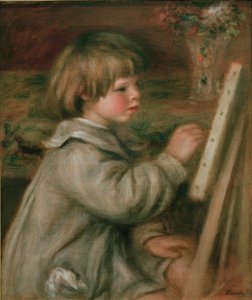 Portret van Claude Renoir Schilderend door Pierre Auguste Renoir