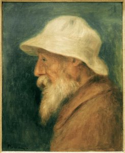 Portret van de kunstenaar met witte hoed door Pierre Auguste Renoir