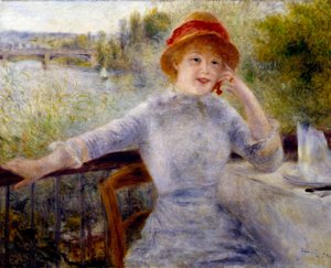 Portret van Alphonsine Fournaise (1845-1937), voorheen bekend als “A la Grenouillère”: dochter van de eigenaar van een restaurant op het eiland Chiard (Yvelines) tussen Chatou en Rueil, schilderij door Pierre Auguste Renoir (1841-1919) door Pierre Auguste Renoir