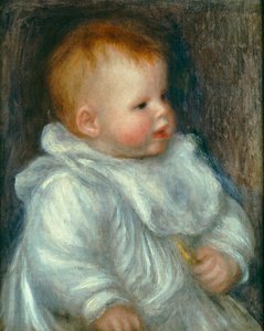 Portret van Coco tegen een blauwe achtergrond door Pierre Auguste Renoir