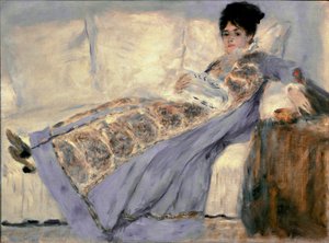Portret van Madame Monet (Camille Madame Monet die de krant 