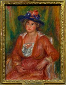 Portret van zittende vrouw. Schilderij door Pierre Auguste Renoir (1841-1919)