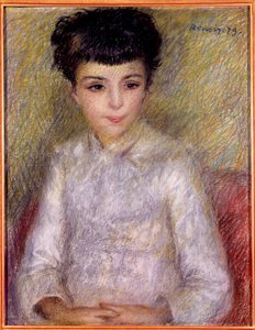 Portret van een jong meisje. Schilderij door Pierre Auguste Renoir