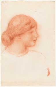 Profiel van een jonge vrouw, ca. 1910 (rood krijt) door Pierre Auguste Renoir