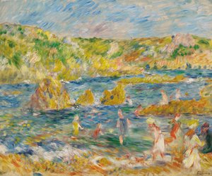 Rotsen van Guernesey met personages Strand bij Guernesey, 1883 door Pierre Auguste Renoir