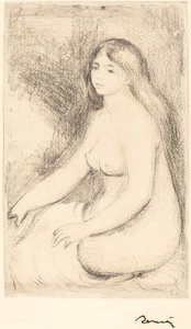 Zittende Baadster door Pierre Auguste Renoir