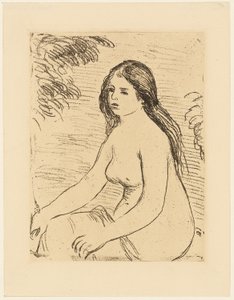 Zittende naakte vrouw door Pierre Auguste Renoir
