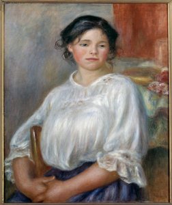 Zittend jong meisje. Rond 1909. Schilderij door Pierre Auguste Renoir (1841-1919)