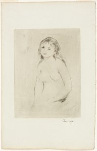 Studie voor een vrouwelijke bader door Pierre Auguste Renoir