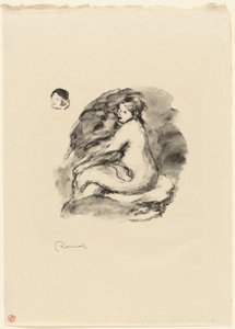 Studie van Zittende Vrouwelijke Naakt, Variant door Pierre Auguste Renoir