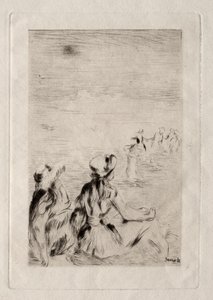 Op het strand, in Berneval door Pierre Auguste Renoir