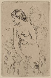 De baadster, ca.1890 (inktgravure op papier) door Pierre Auguste Renoir