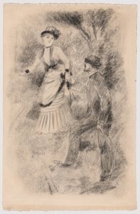 De afdaling van de top: Jean Martin ondersteunt Hélène, de dochter van de bankier (Illustratie voor Edmond Renoir