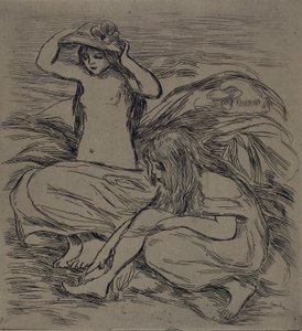 Twee Vrouwen Baden, ca. 1895 door Pierre Auguste Renoir