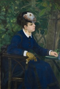 Vrouw in een Tuin Vrouw met een Meeuw Hoed, 1868 door Pierre Auguste Renoir