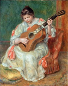 Vrouw die gitaar speelt door Pierre Auguste Renoir