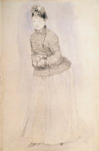 Vrouw met een mof, ca. 1883-ca. 1884 door Pierre Auguste Renoir