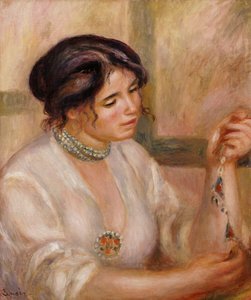Vrouw met een ketting door Pierre Auguste Renoir
