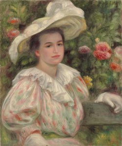 Jong Meisje tussen Bloemen of Vrouw met Witte Hoed