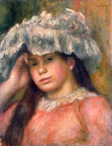 Jong meisje met een hoed door Pierre Auguste Renoir
