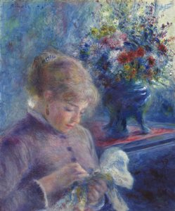 Jonge Vrouw aan het Naaien, 1879 door Pierre Auguste Renoir