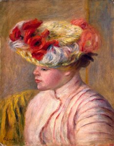 Jonge Vrouw met een Bloemenhoed door Pierre Auguste Renoir