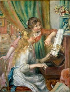 Jonge meisjes aan de piano