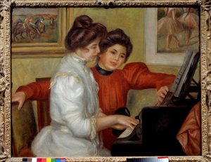 Yvonne en Christine Lerolle aan de piano door Pierre Auguste Renoir