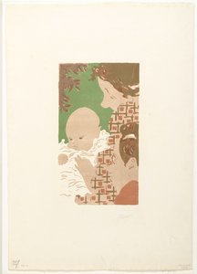 Andrée Terasse met zoontje Jean en broer Pierre Bonnard door Pierre Bonnard