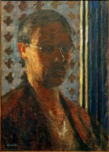 Zelfportret tegenlicht, bloemenpapier door Pierre Bonnard