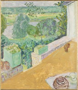 Hond op het terras door Pierre Bonnard