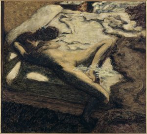 Slapende vrouw op een bed, of De luie