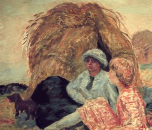 De hooiberg (Madame Marthe Bonnard en haar vriendin) door Pierre Bonnard