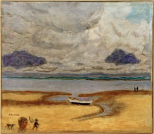 Het strand bij eb (Eb bij Arcachon)