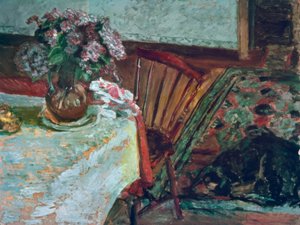 De hond Black en het boeket seringen door Pierre Bonnard